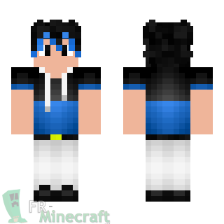 Aperçu de la skin Minecraft Garçon habits noirs et bleus