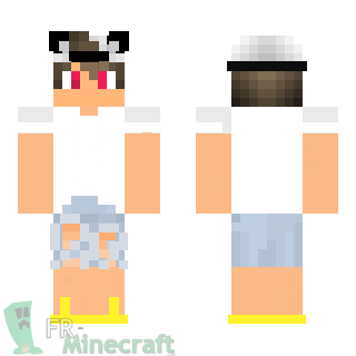 Aperçu de la skin Minecraft Garçon T-shirt blanc et casquette