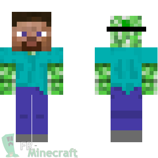 Aperçu de la skin Minecraft Creeper déguisé en Steve