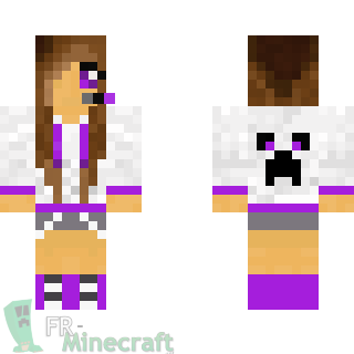 Aperçu de la skin Minecraft Fille en violet et blanc