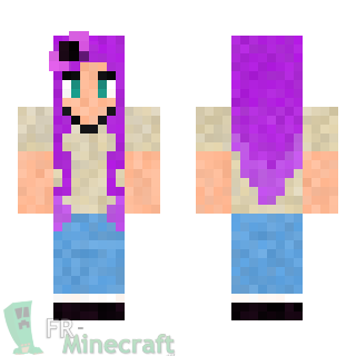 Aperçu de la skin Minecraft Fille cheveux violet