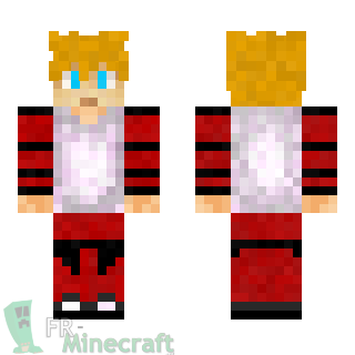Aperçu de la skin Minecraft Garçon blond / pull blanc et rouge
