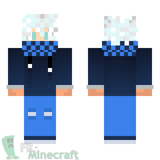 Aperçu de la skin Minecraft Garçon aux cheveux argentés tenue bleue