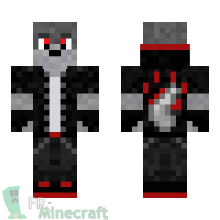 Aperçu de la skin Minecraft Loup gamer rouge et noir