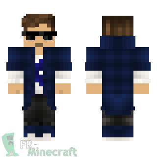 Aperçu de la skin Minecraft Garçon veste bleue / lunettes de soleil