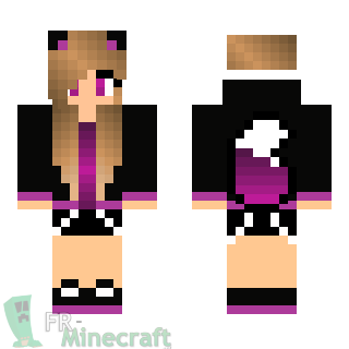 Aperçu de la skin Minecraft Fille veste loup violette