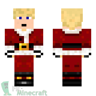 Aperçu de la skin Minecraft Garçon blond en Père Noël