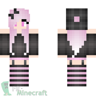 Aperçu de la skin Minecraft Fille aux cheveux roses