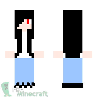 Aperçu de la skin Minecraft Fille pull blanc et cheveux noirs