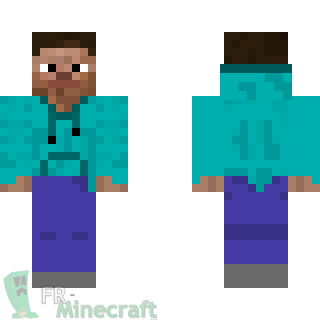 Aperçu de la skin Minecraft Steve à capuche (Bleu clair)