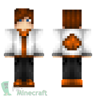 Aperçu de la skin Minecraft Homme cool orange/blanc