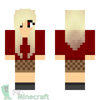 Aperçu de la skin Minecraft Fille blonde habillée en rouge