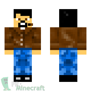 Aperçu de la skin Minecraft Homme en marron / jean / casques
