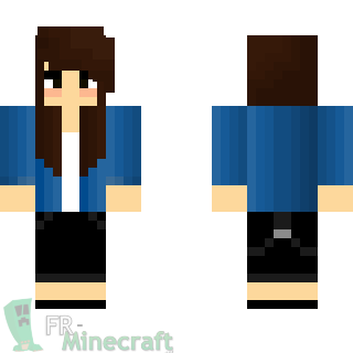 Aperçu de la skin Minecraft fille en veste bleu