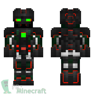 Aperçu de la skin Minecraft Robot avec nano armure rouge verte