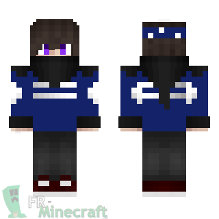Aperçu de la skin Minecraft Garçon en bleu et foulard noir