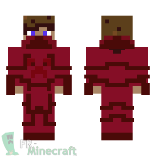 Aperçu de la skin Minecraft Garçon en armure rouge motif creeper