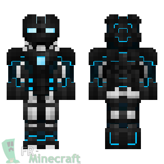 Aperçu de la skin Minecraft Robot avec nano armure bleu