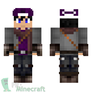 Aperçu de la skin Minecraft Garçon en gris-violet et casquette