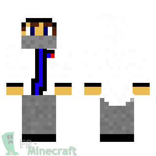 Aperçu de la skin Minecraft Garçon en blanc avec capuche et foulard