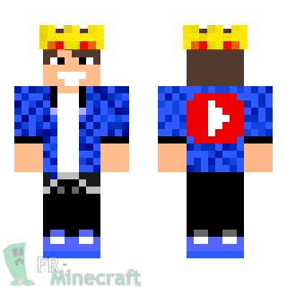 Aperçu de la skin Minecraft Garçon veste bleue et couronne