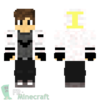 Aperçu de la skin Minecraft Garçon veste blanche, gris et noir