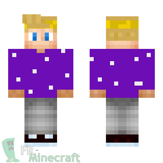 Aperçu de la skin Minecraft Garçon blond en violet