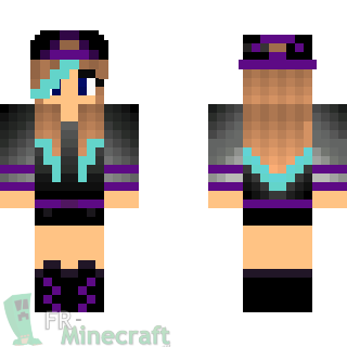 Aperçu de la skin Minecraft Fille cheveux Bleu